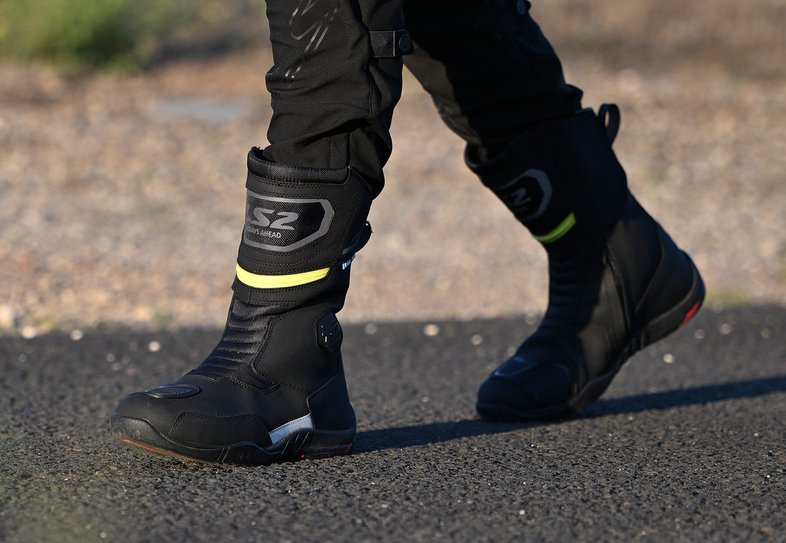 LS2 GOBY MOTORCYCLE LADY WATERPROOF BOOTS BLACK H-V YELLOW