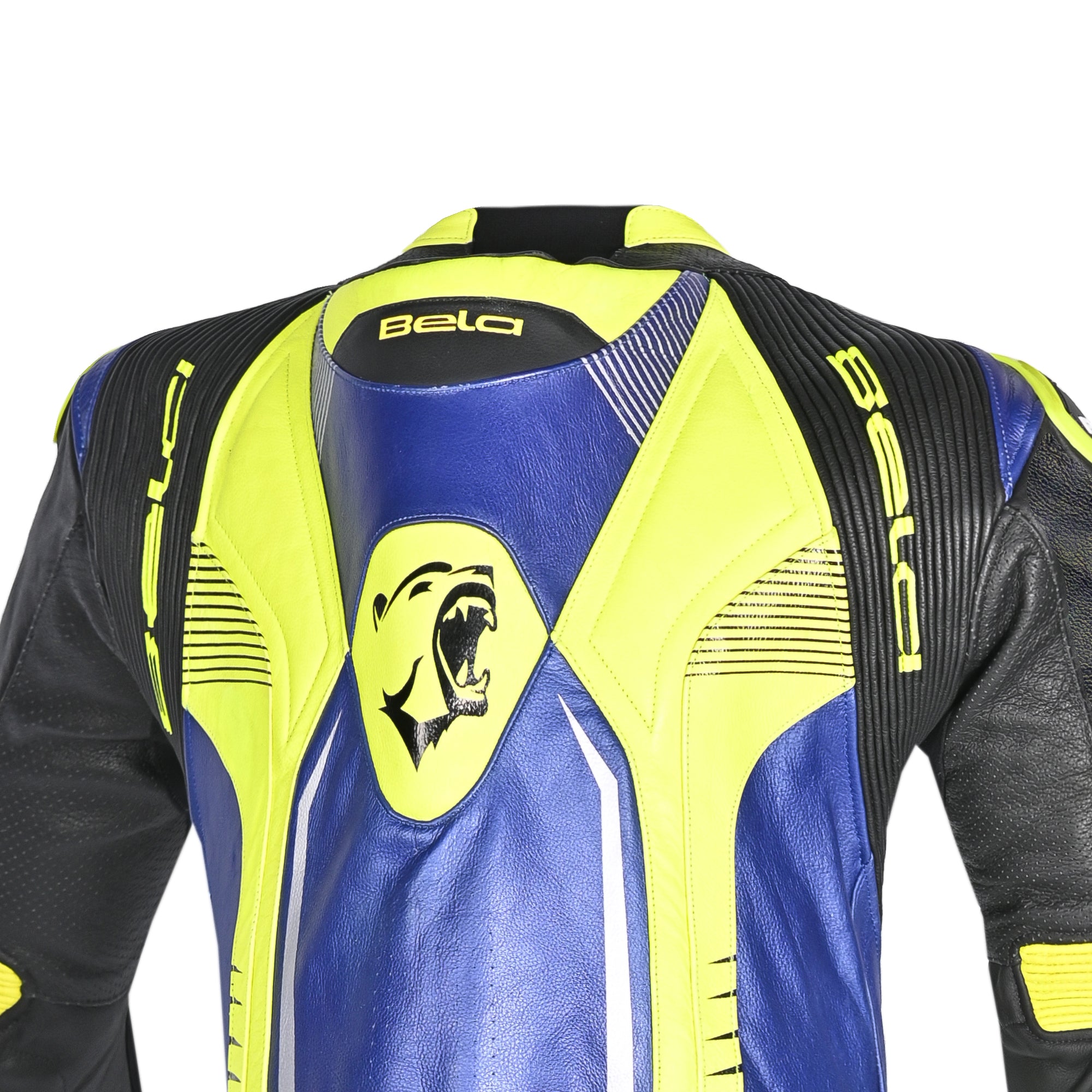 Bela X race - 1 PC Racing leather suit - blue yellow black - MaximomotoUK