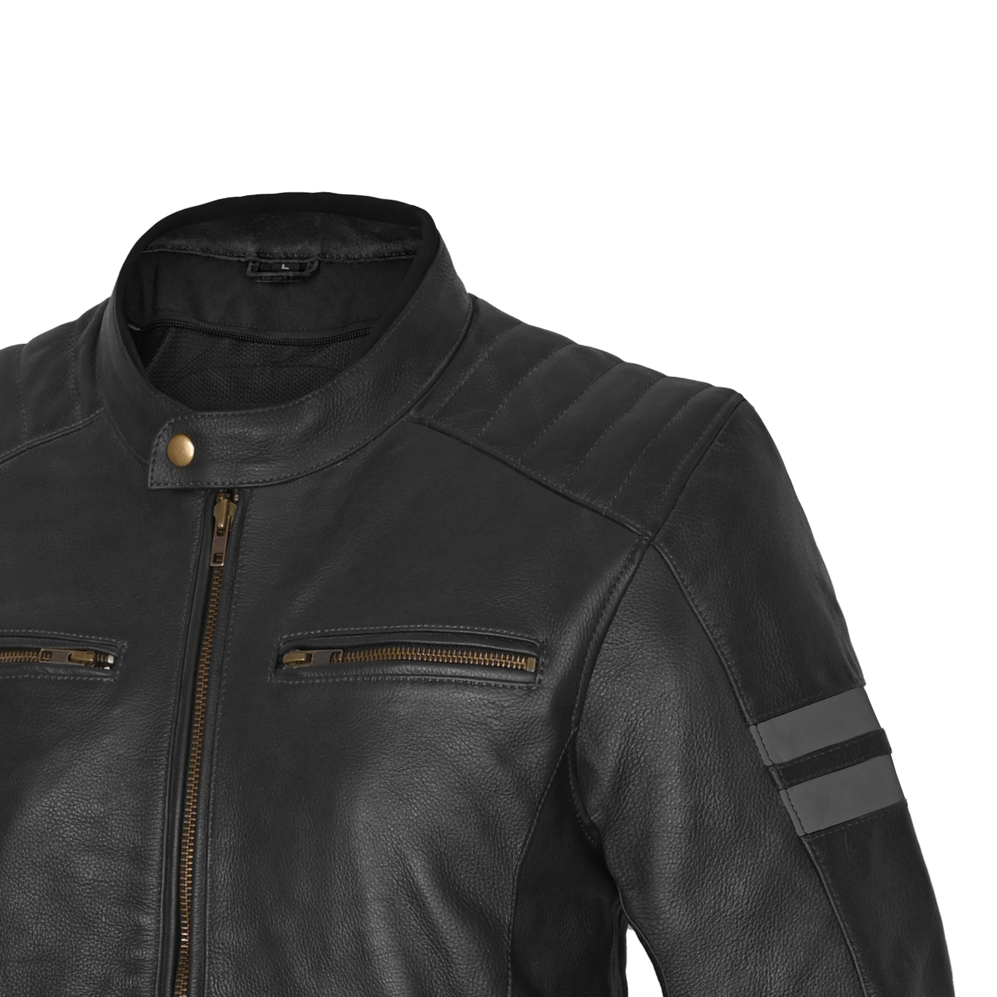 Bela Stark Motorcycle Leather Jacket Black Gray