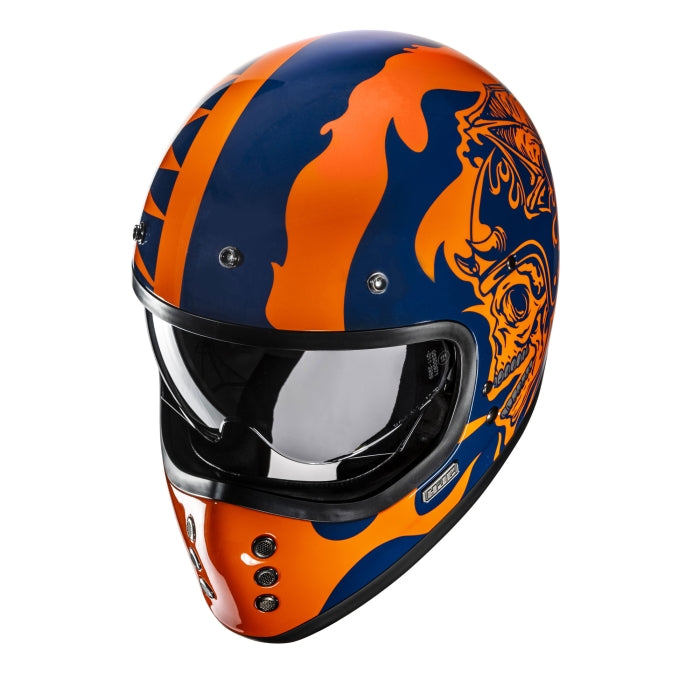 HJC V60 Full Face Motorcycle Helmet – Flame Design Blue/Orange
