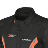 Bela Bradley Textile Motorcycle Jacket Black Orange - collar detail pic