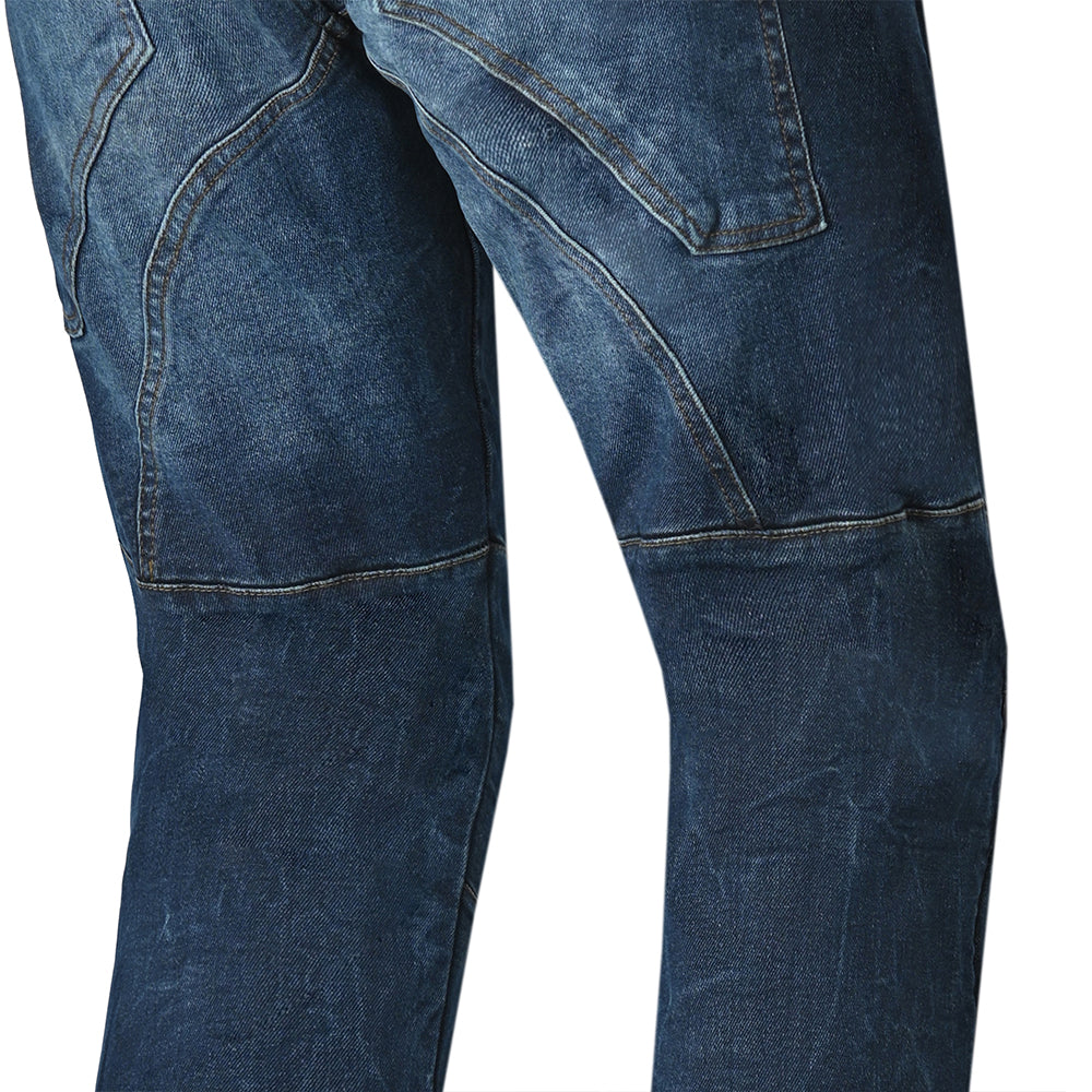blue motorcycle jeans back