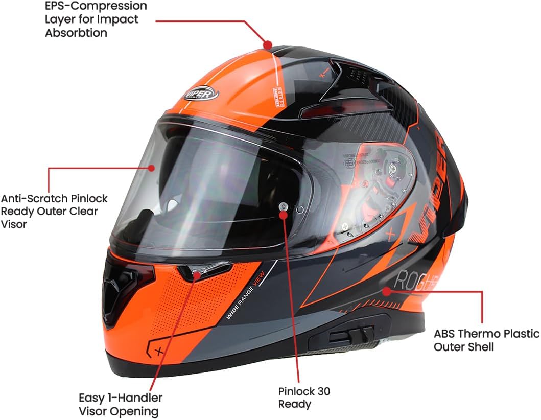 Viper RSV95 Rogue Shiny Full Face Motorcycle Helmet