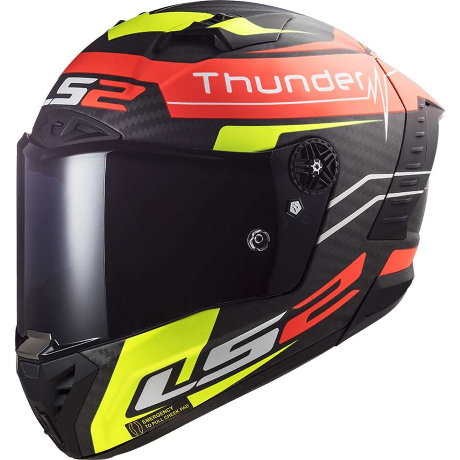 LS2 FF805 THUNDER  ATTACK FULL FACE HELMETS MATT RED H-V YELLOW-06 L 