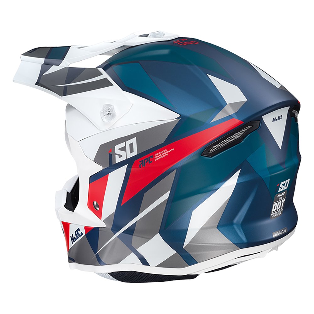 HJC I50 Vanish MC21SF White Blue Red Mx Enduro Motorbike Helmet - MaximomotoUK