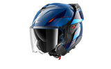 SHARK OXO MEKARIUM Motorcycle Helmet Blue Chrome Orange