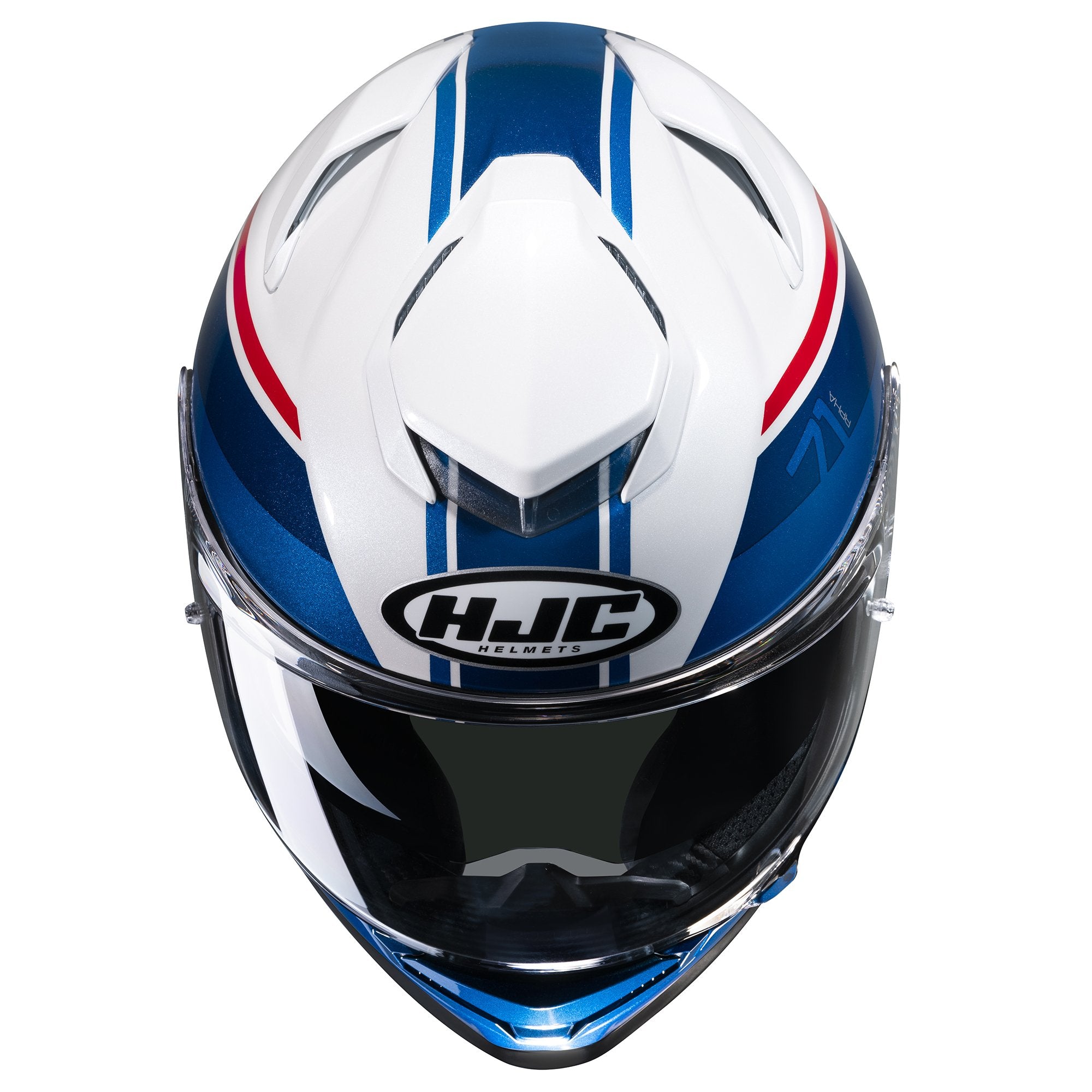 HJC RPHA 71 Mapos MC21 White Red Blue Motorbike on Road Full Face Helmet top view