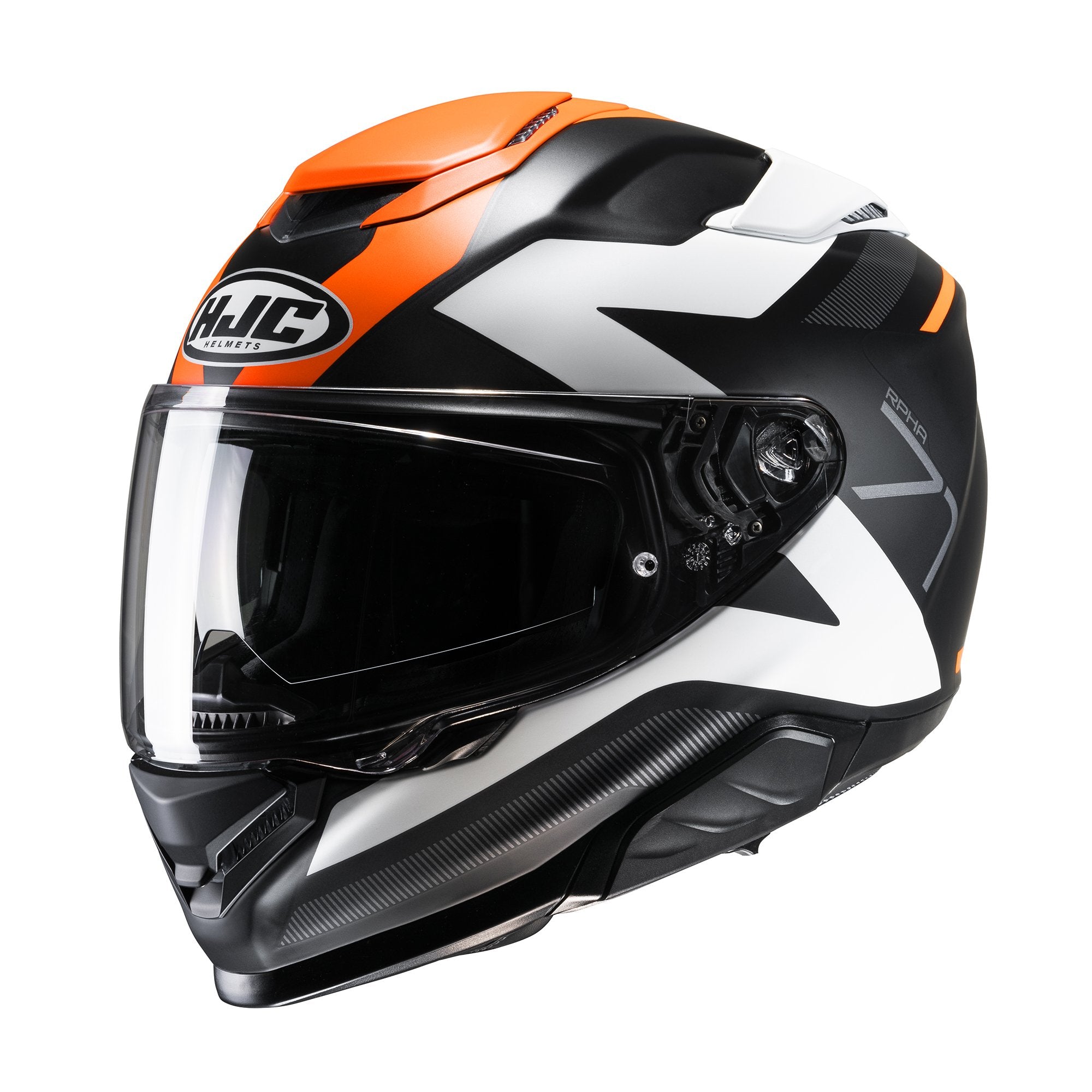 HJC RPHA 71 Pinna MC7SF Motorbike Rider On Road Full face helmet Orange side view