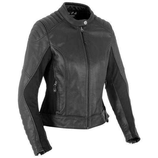 Oxford Beckley Women's Motorcycle Leather Jacket, Pic