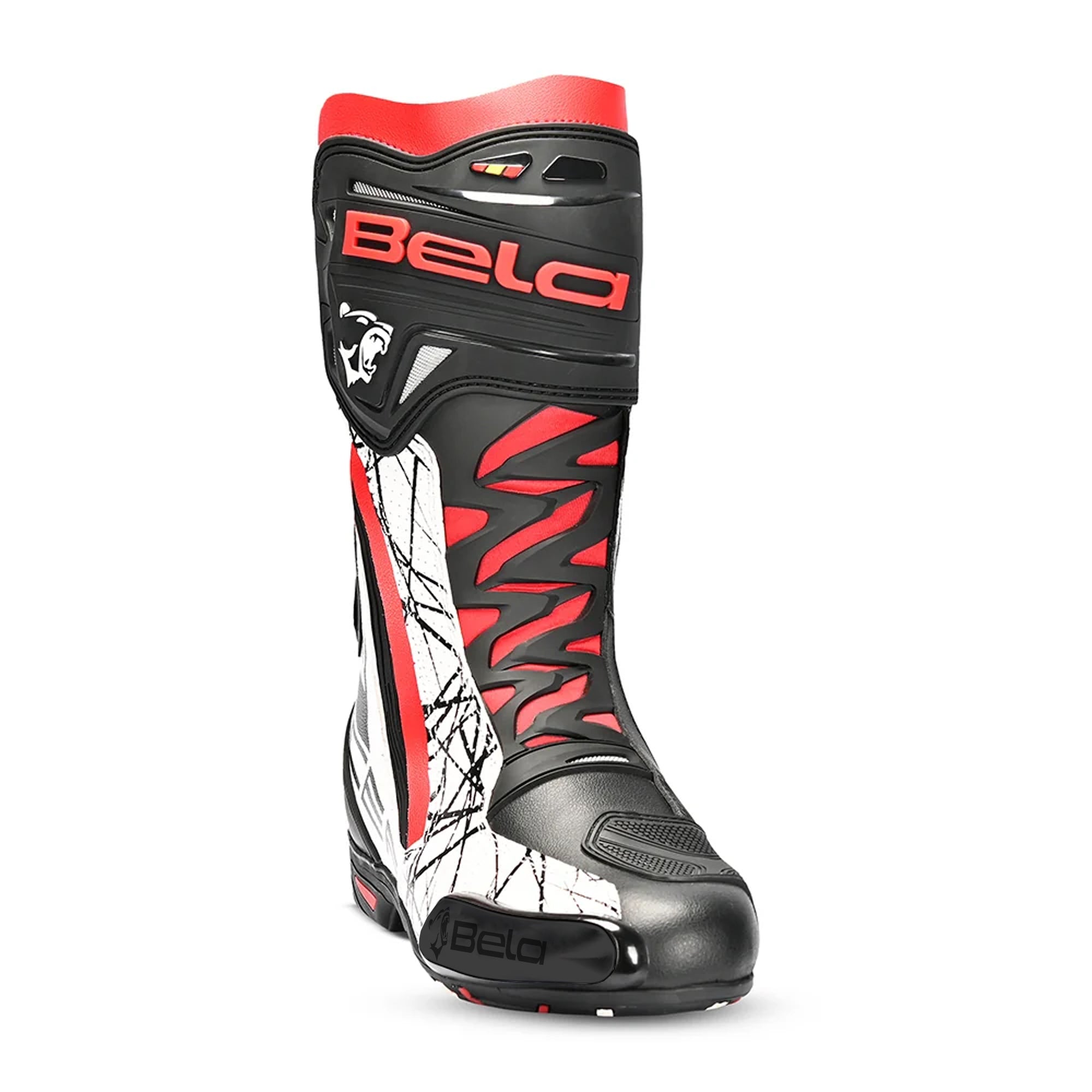 BELA AIR RIDER CP-1 RACING MOTORBIKE LEATHER BOOTS BLACK RED