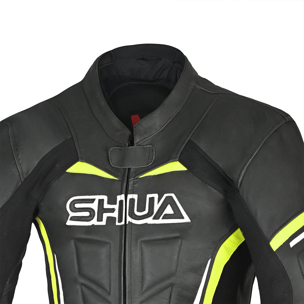 SHUA Infinity 1 PC Motorcycle Racing Leather Suit Black Yellow Flouro