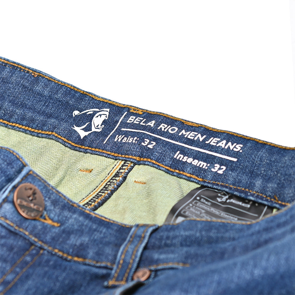 BELA RIO MEN MOTORCYCLE JEANS BLUE