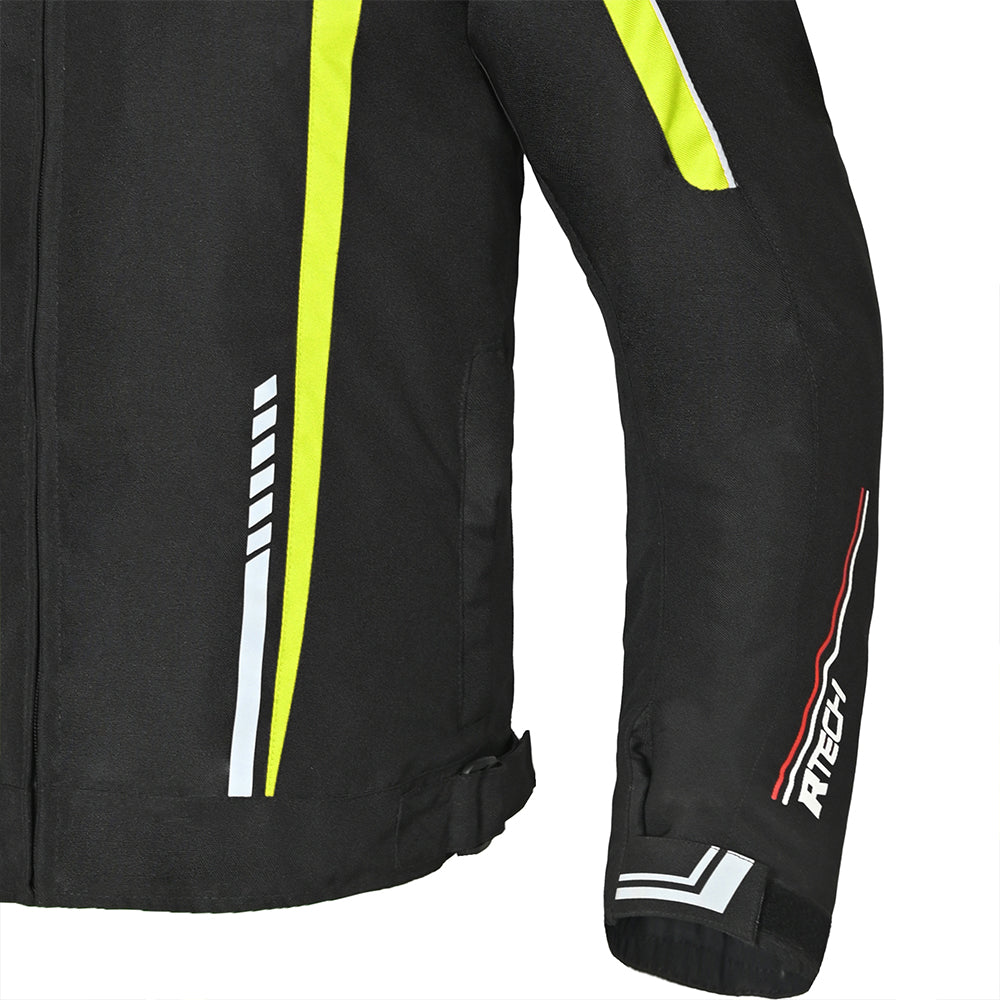 R-TECH Marshal Textile Motorbike Touring Jacket Black Yellow Flou