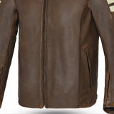 Bela Stark Motorcycle Leather Jacket Brown Beige 