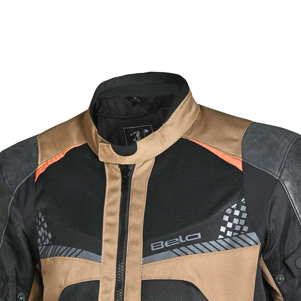 BELA Onsaker Motorcycle Textile Jacket - Sand Black Orange