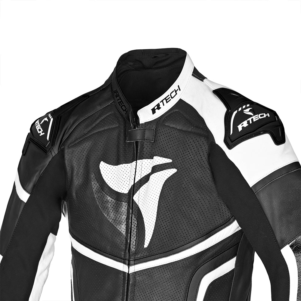 R Tech Hawk 1PC Motorcycle Racing Leather Suit Black White 