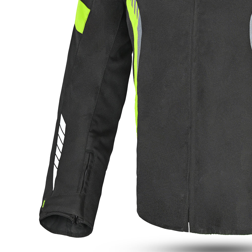 BELA Bradley Textile Motorbike Riders Jacket Black Yellow Flou