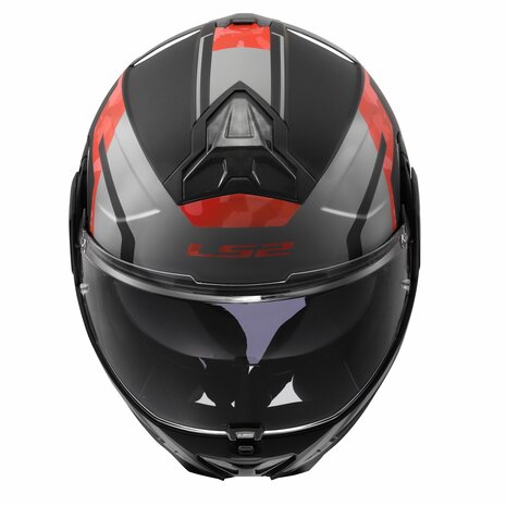 LS2 FF910 ADVANT II GLIDE MOTORCYCLE FLIP FRONT HELMET BLACK GREY RED