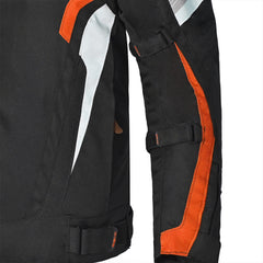 Bela Highland Man Textile Motorcycle Jacket Black Orange elbow