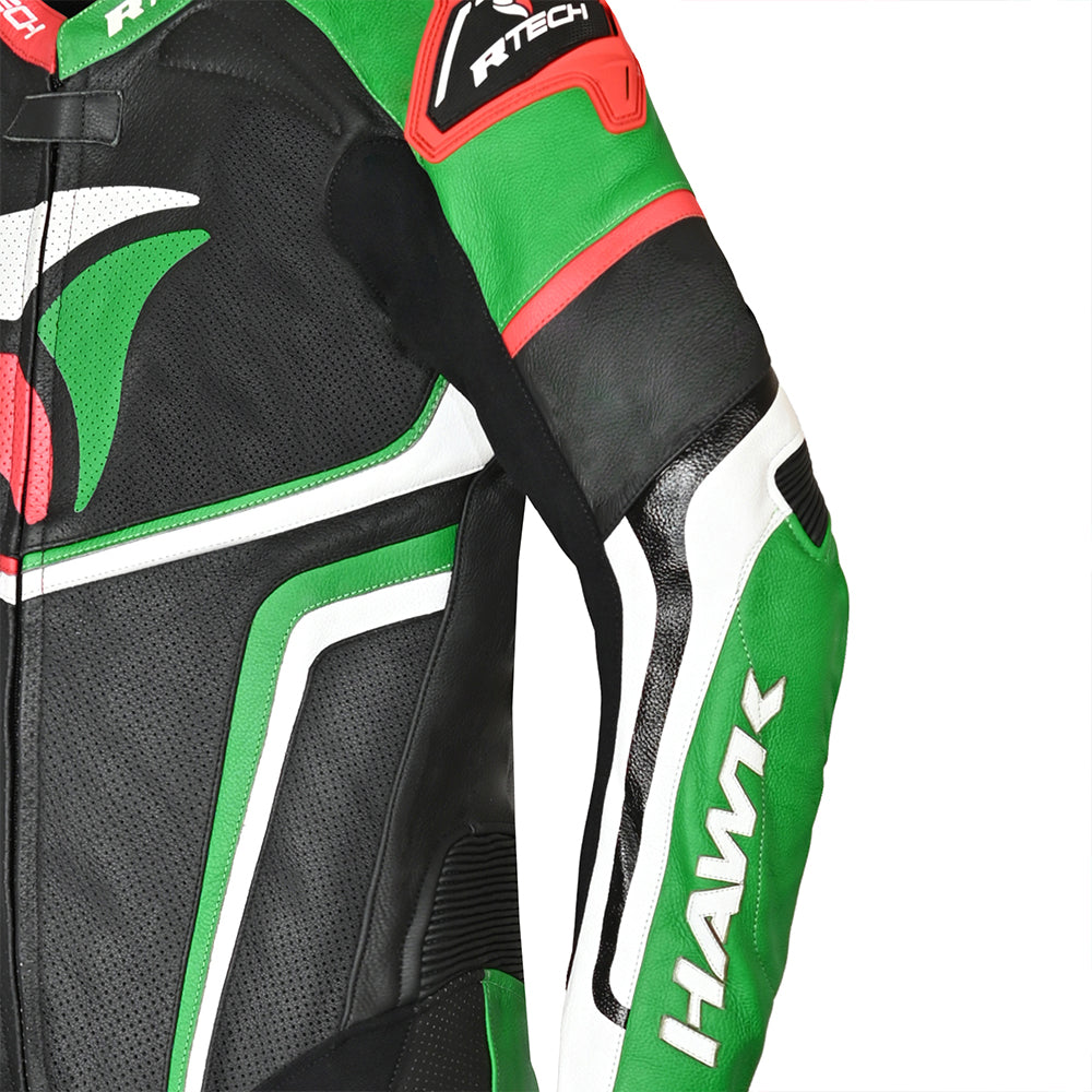 R Tech Hawk 1PC Motorcycle Racing Suit Green Black Red White 