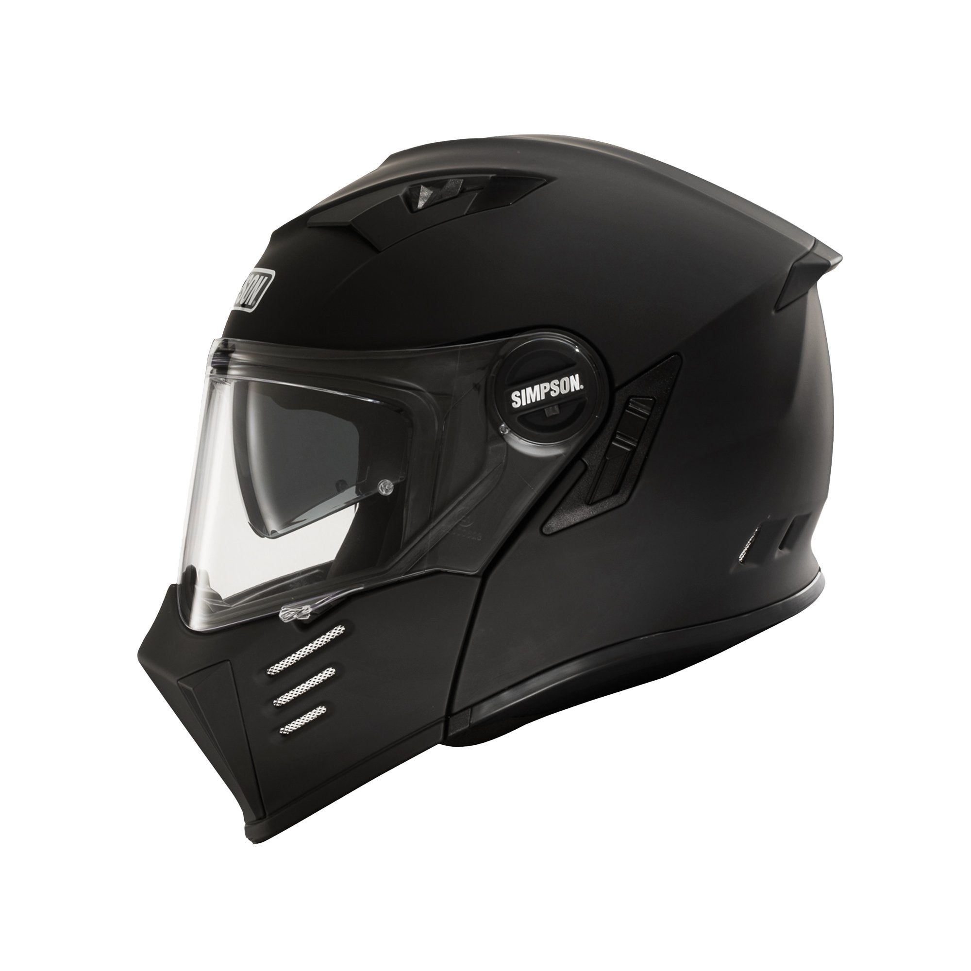 Simpson Darksome Solid Matt Black Flip Up Motorbike Helmet 