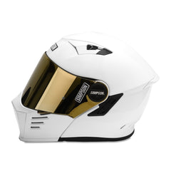 Simpson Darksome Solid White Flip Up Motorcycle Gear Helmet 