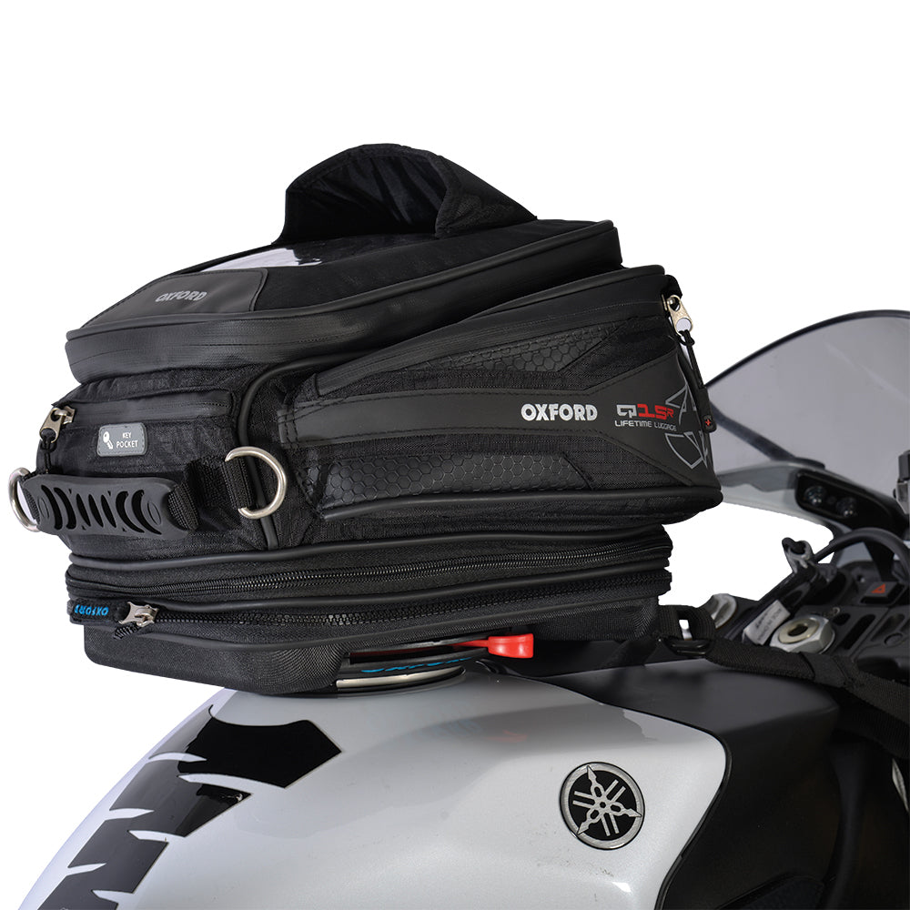 Oxford Q15R Tank Bag Black Motorcycle Luggage - MaximomotoUK