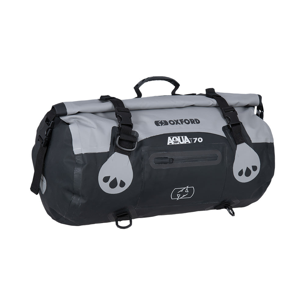 Oxford Aqua T 70 Roll Bag Grey Black - MaximomotoUK