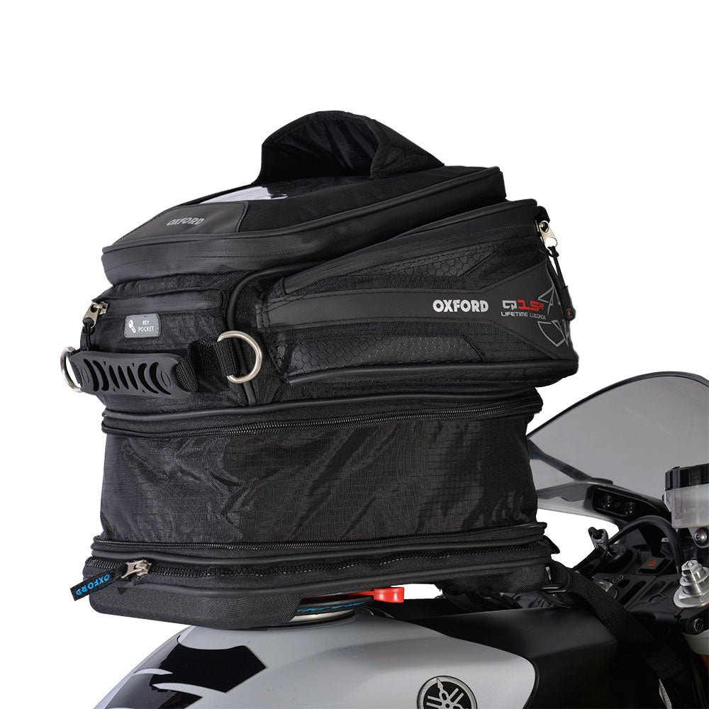 Oxford Q15R Tank Bag Black Motorcycle Luggage - MaximomotoUK