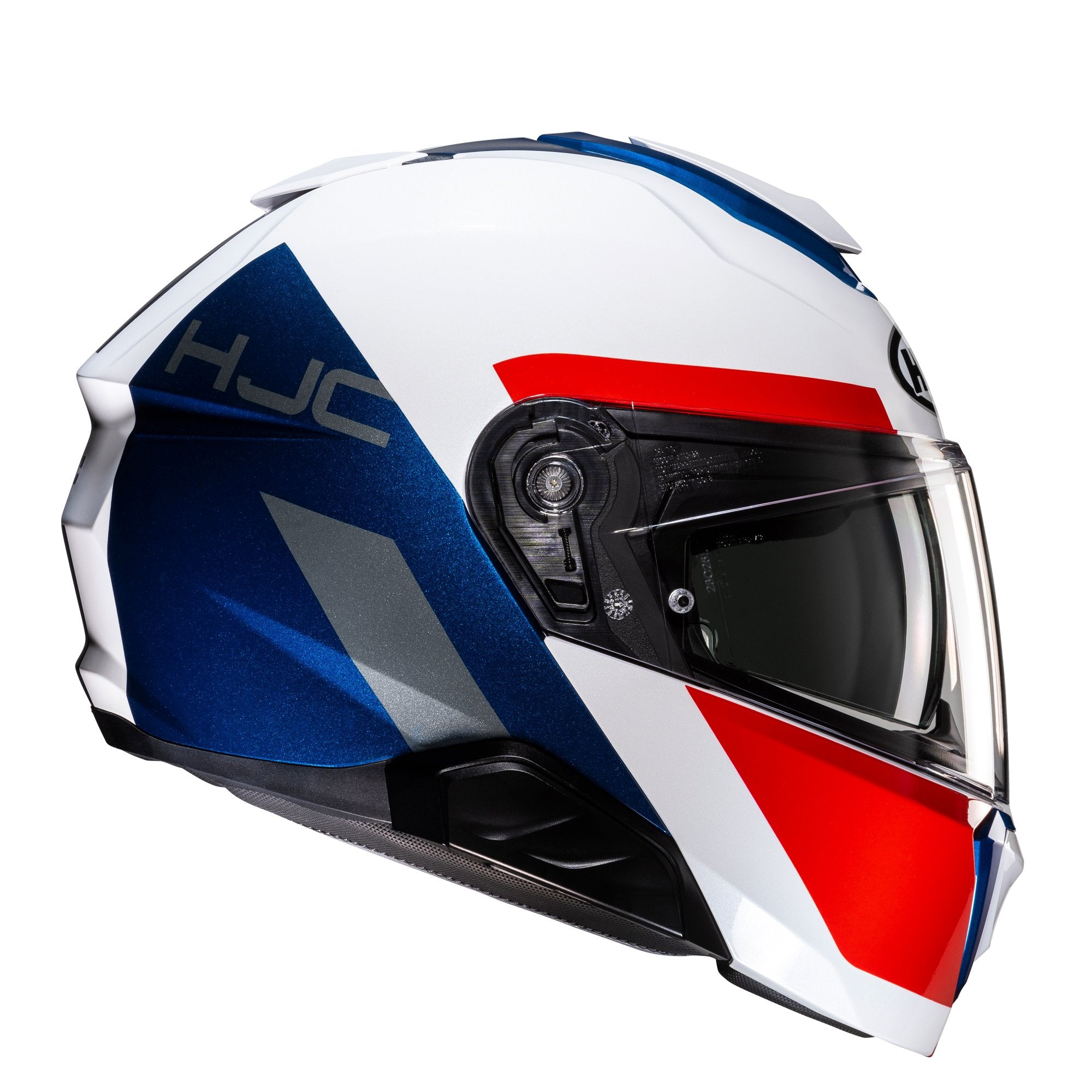 HJC I91 Bina MC21 White Blue Red Flip Up Motorbike Helmet - MaximomotoUK