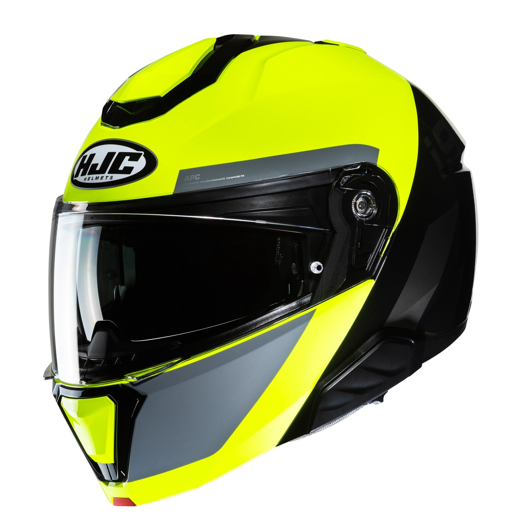 HJC I91 Bina MC3H Yellow Flip Up Motorbike Helmet - MaximomotoUK