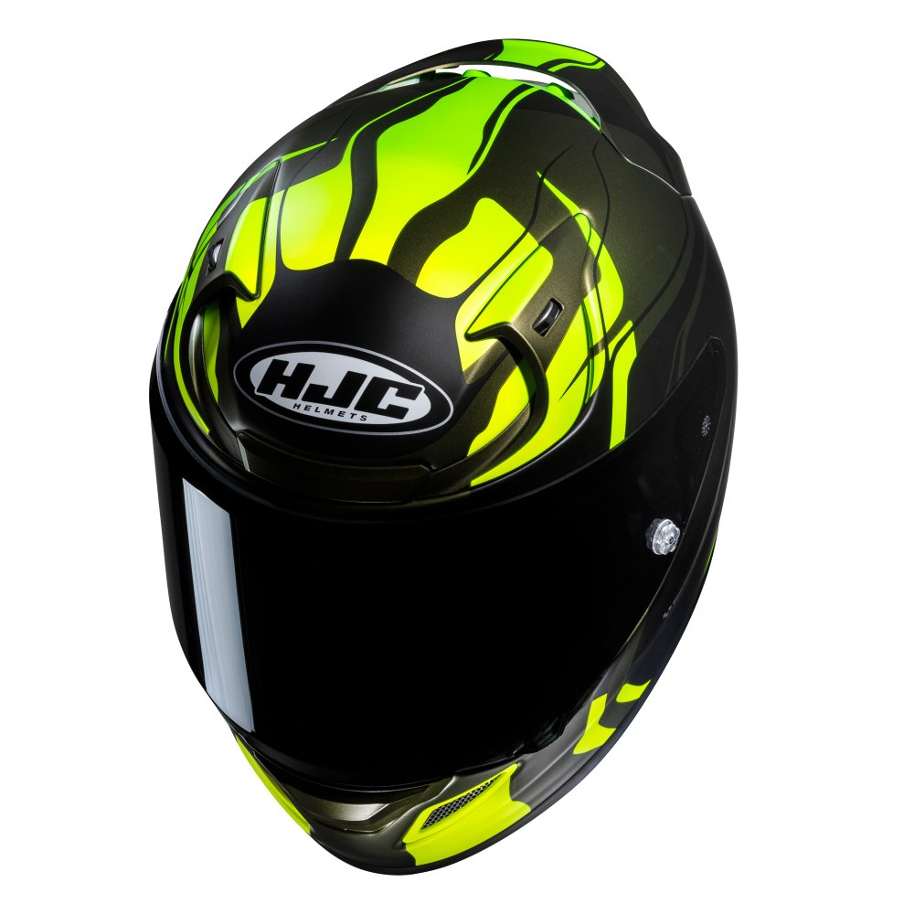 HJC RPHA 12 Lawin MC4SF Motorbike Rider Full face Helmet Fluo Green top view - MaximomotoUK