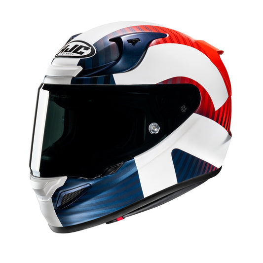 HJC RPHA 12 Ottin MC21SF Motorcycle Adventure Full face Helmet Red White Blue Side - MaximomotoUK