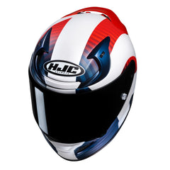 HJC RPHA 12 Ottin MC21SF Motorcycle Adventure Full face Helmet Red White Blue top view - MaximomotoUK