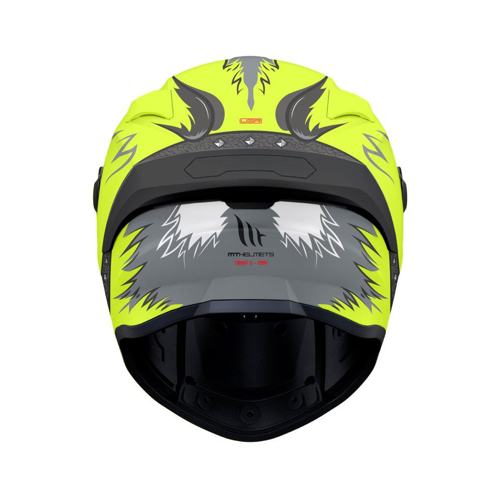 MT Targo S Toby C3 Matt Fluo Yellow Full Face Motorcycle Helmet - MaximomotoUK