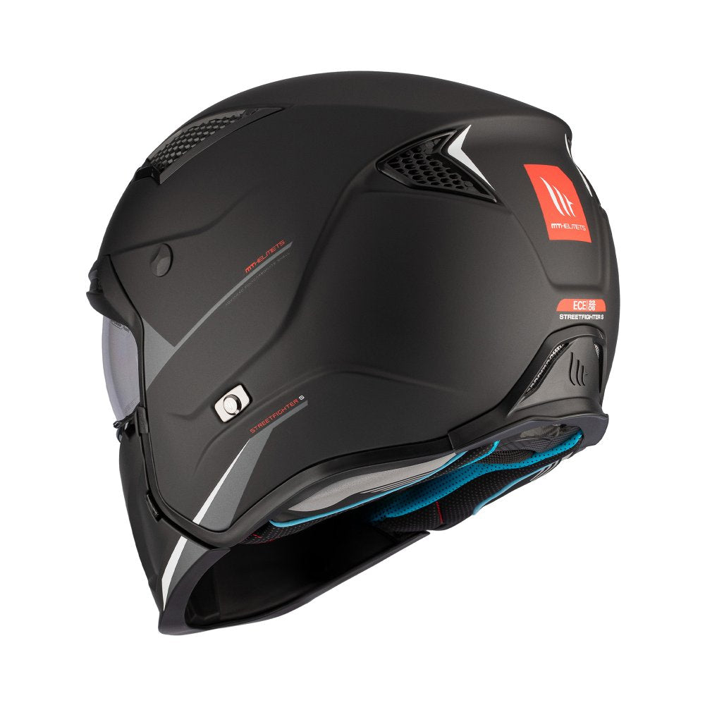 MT Streetfighter SV S Solid A1 Matt Black Adventure Helmet back - MaximomotoUK