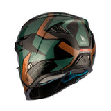 MT Streetfighter SV S P1R A9 Matt Blk Green Gold Off Road Adventure Helmet back view