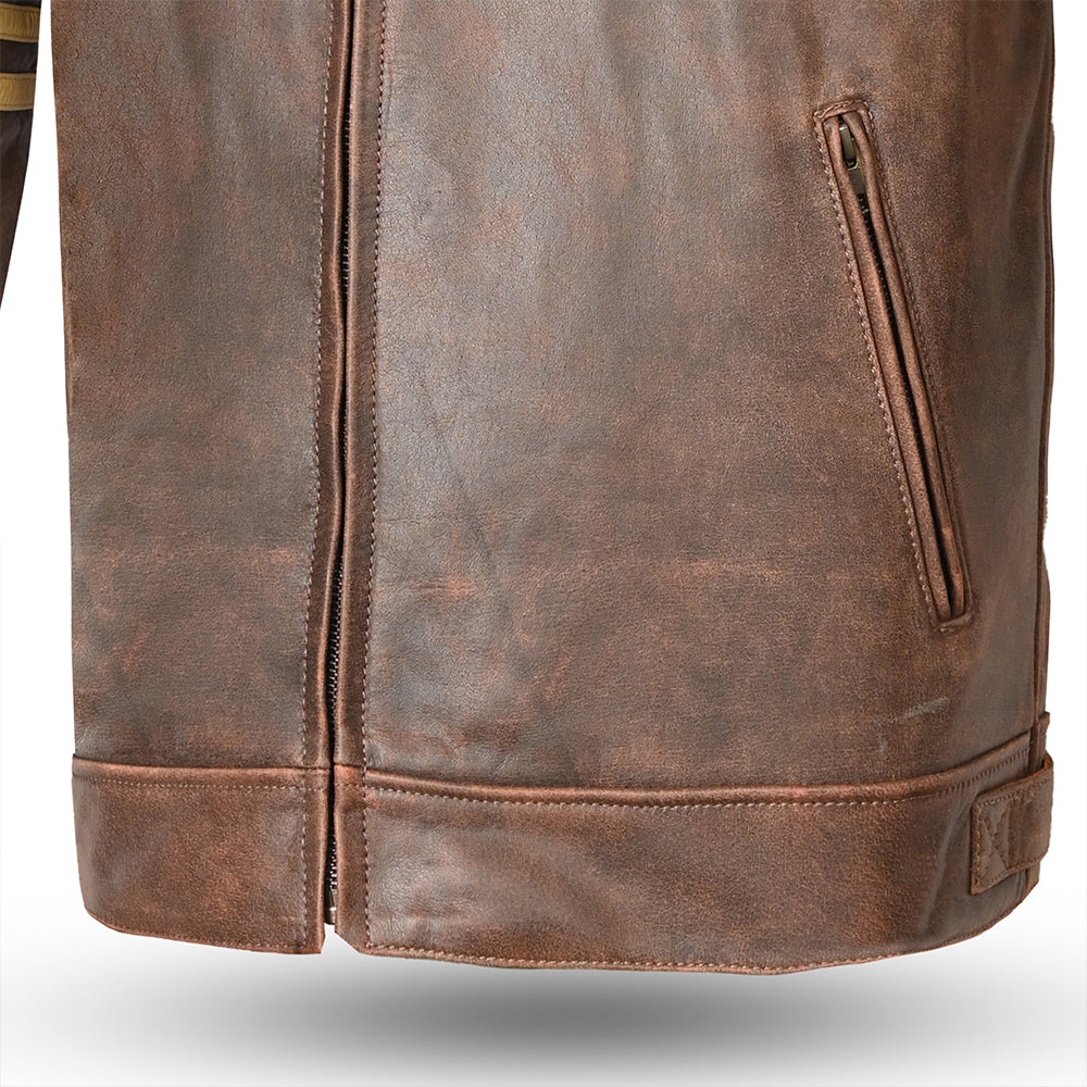 BELA Royal Rider Leather Motorcycle Jacket Vintage Brown Beige