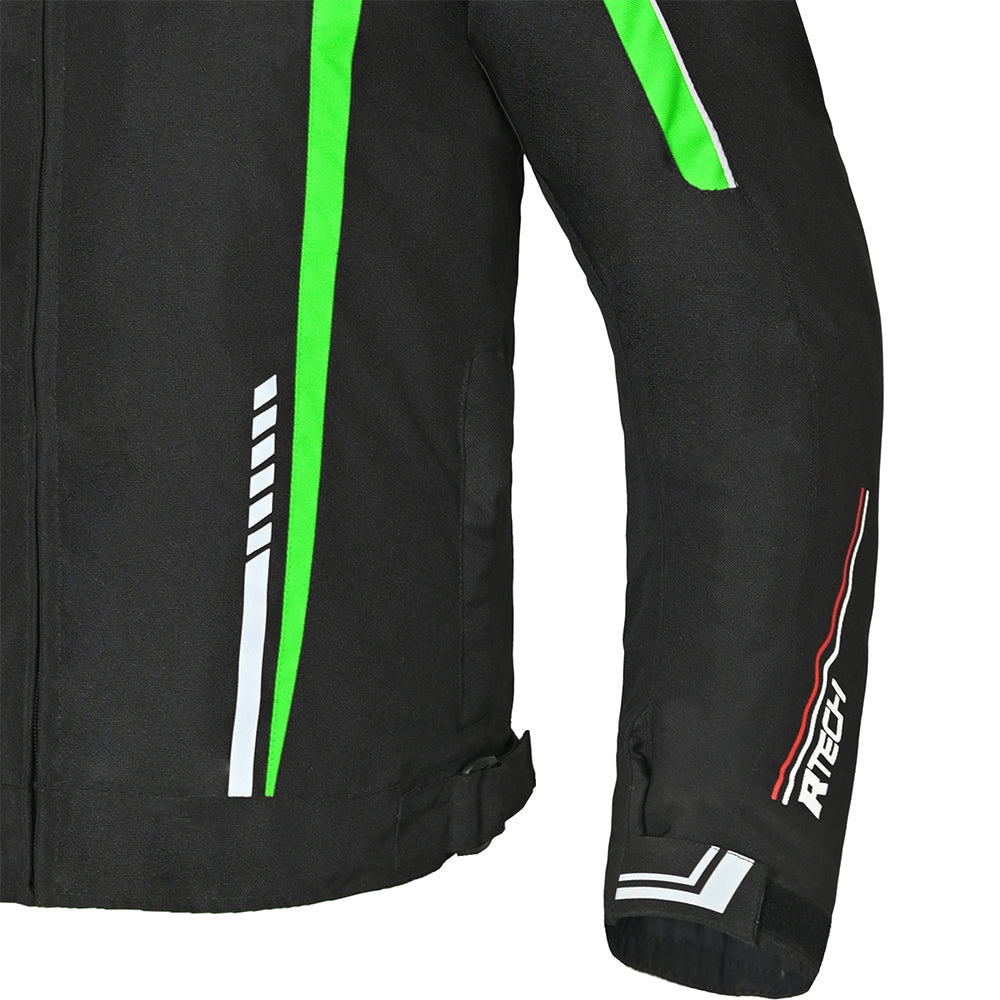 R-TECH Marshal Winter Motorcycle Textile Jacket Black Green