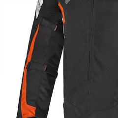 Bela Highland Man Textile Motorcycle Jacket Black Orange arm inner