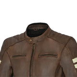 Bela Stark Motorcycle Leather Jacket Brown Beige 