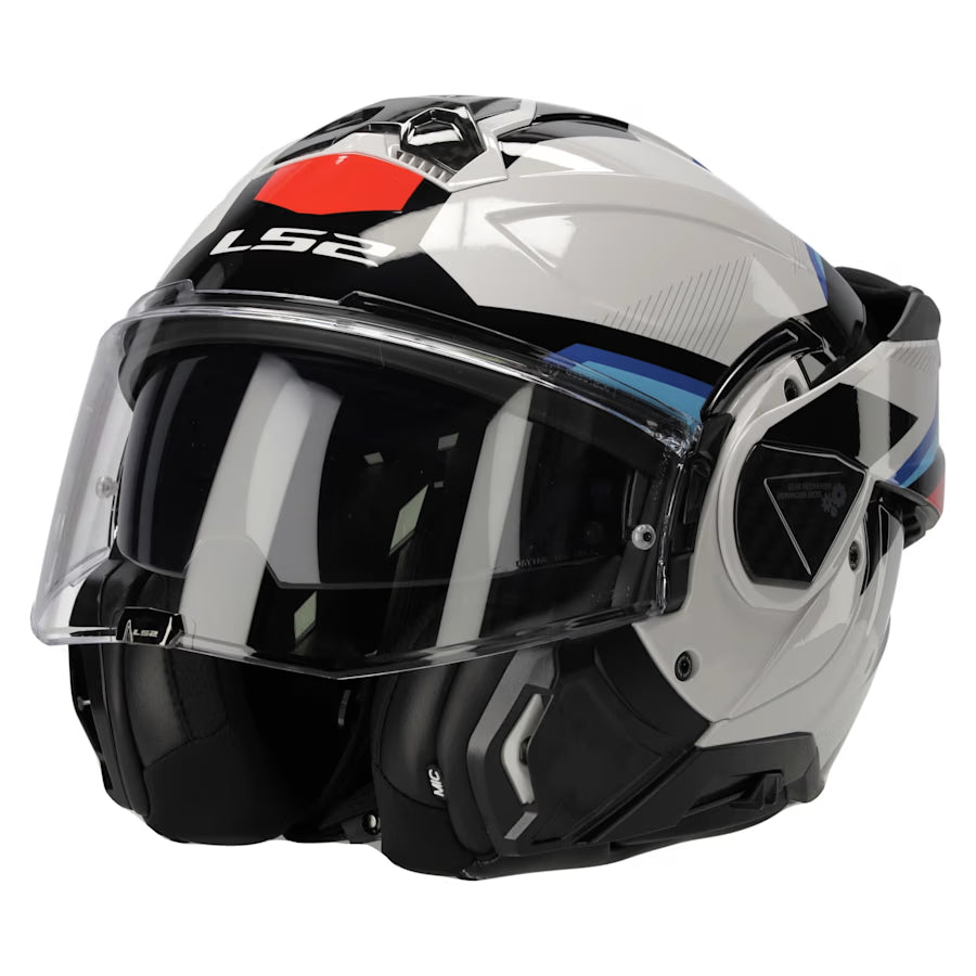LS2 FF910 ADVANT II MOTORCYCLE FLIP FRONT HELMET WHITE BLUE RED