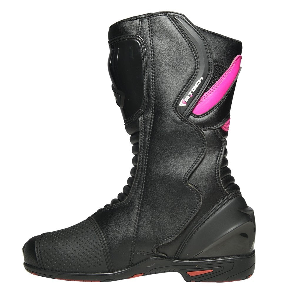  R-TECH - Pilot Lady Leather Boots Black/Fluor Pink - SECURTEX MOTOR SL (t/a MaximoMoto)