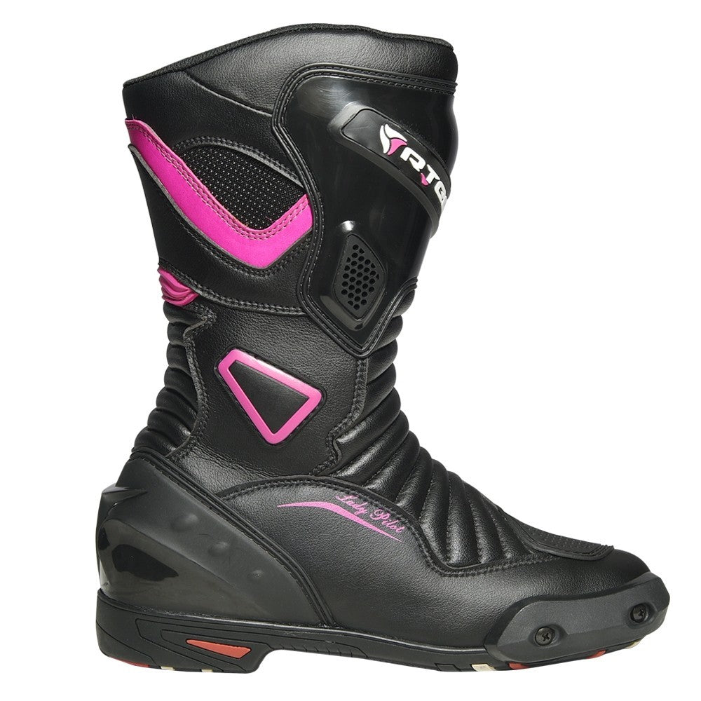  R-TECH - Pilot Lady Leather Boots Black/Fluor Pink - SECURTEX MOTOR SL (t/a MaximoMoto)