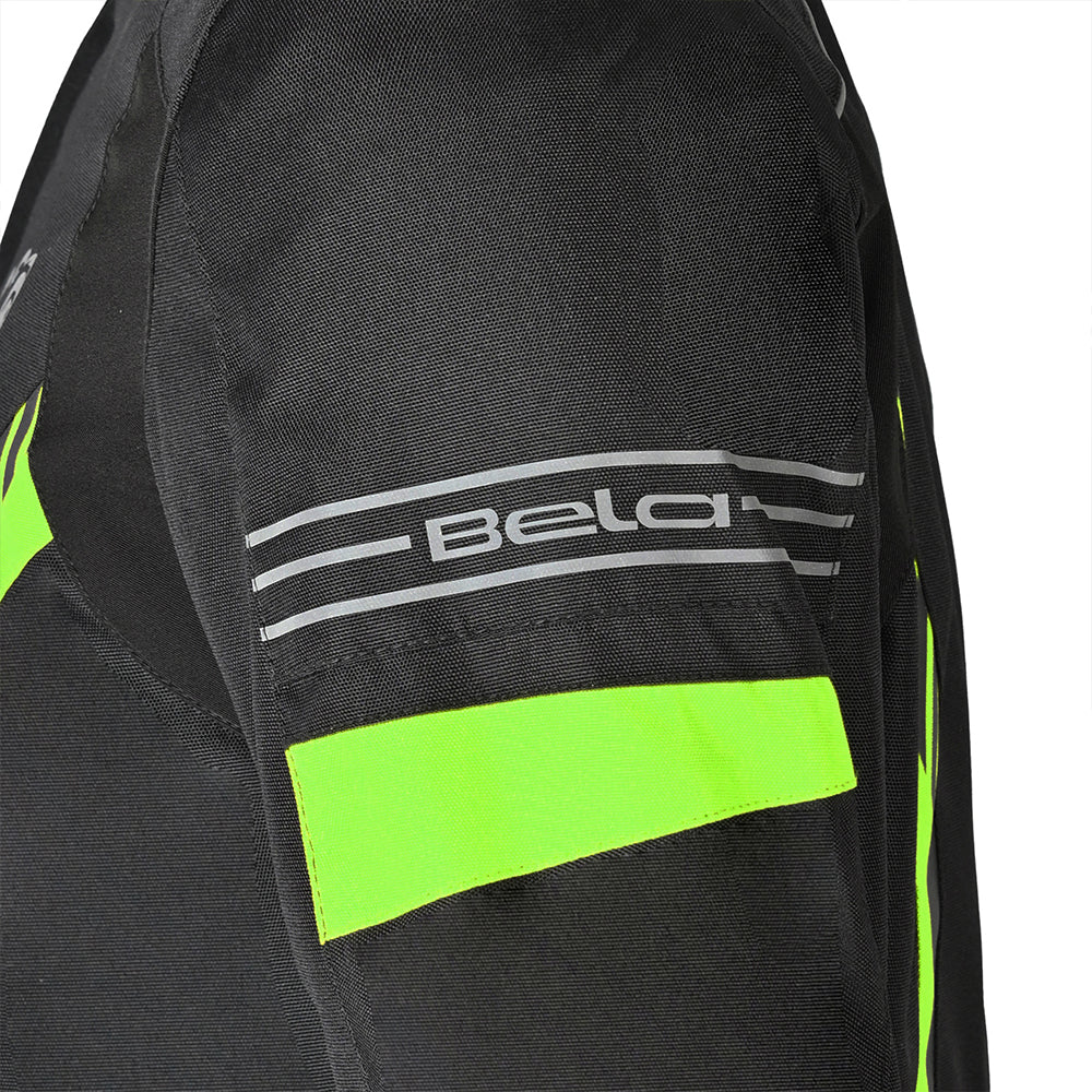 BELA Bradley Textile Motorbike Riders Jacket Black Yellow Flou