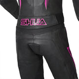 Shua Infinity Ladies Motorcycle Leathers 2 Piece Racing Suit Black Fuschia 