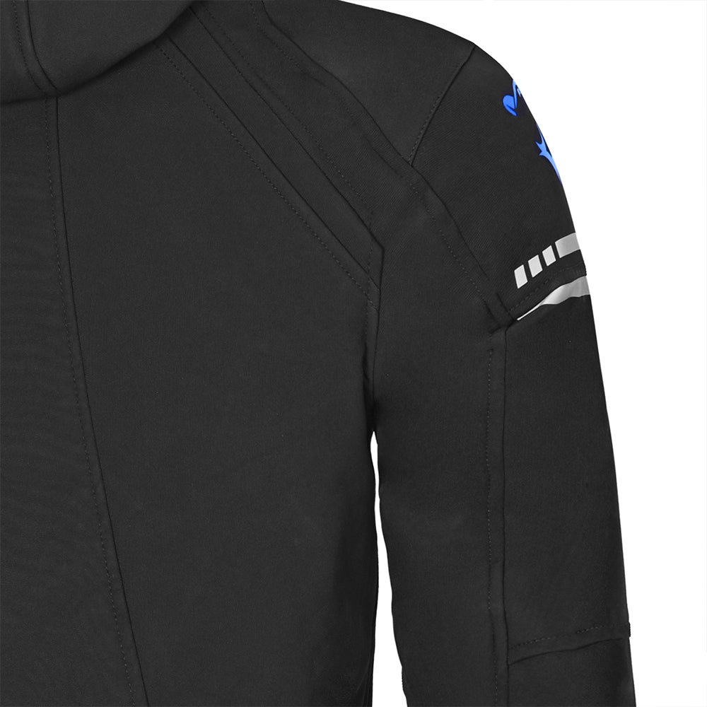 BELA Breeze Softshell Motorcycle Touring Hoodie Black Blue