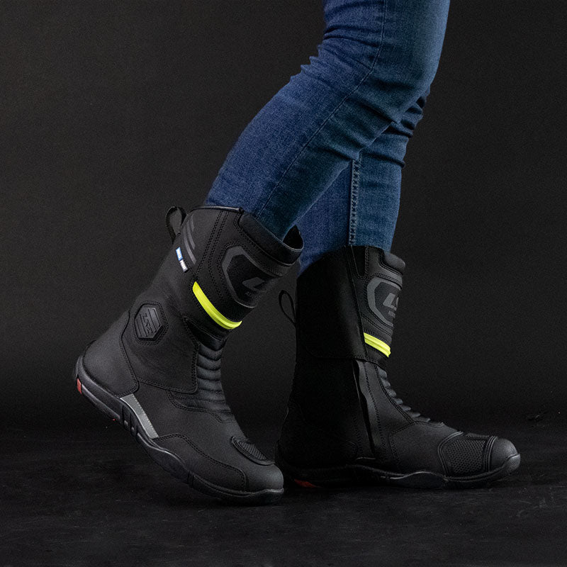 LS2 GOBY MAN MOTORCYCLE WATERPROOF BOOTS BLACK H-V YELLOW
