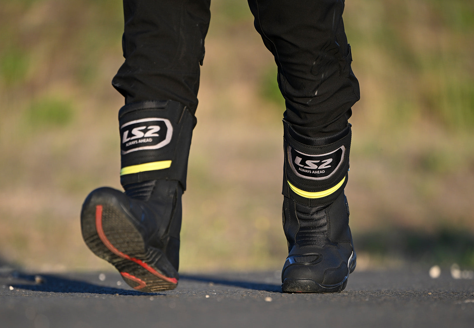 LS2 GOBY MOTORCYCLE LADY WATERPROOF BOOTS BLACK H-V YELLOW