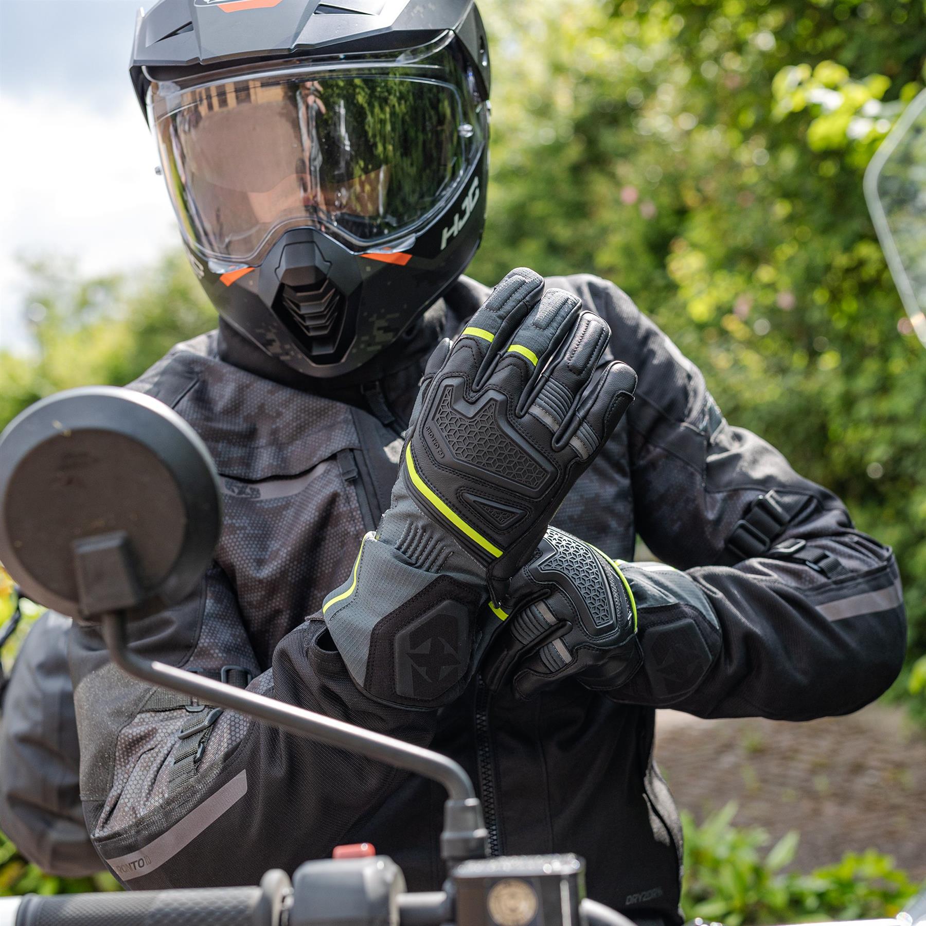 Oxford Vancouver 2.0 Dry2Dry Waterproof Men’s Motorcycle Glove Charcoal Yellow